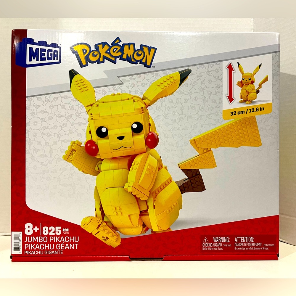 Mega Pokémon JUMBO Pikachu 12.6 in. FVK81, 825 pcs New/Sealed